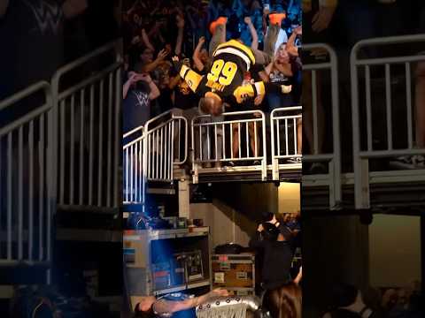 Kevin Owens with an insane Swanton Bomb off the barricade #wwepayback