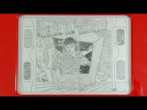 "Weird Al" Yankovic in 3D album cover on an Etch A Sketch!