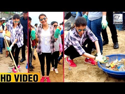 Anushka Sharma CLEANS BEACH For Clean India | Swachh Bharat Abhiyan | LehrenTV