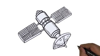Satellite line drawing Easy/ How to draw Satellite.