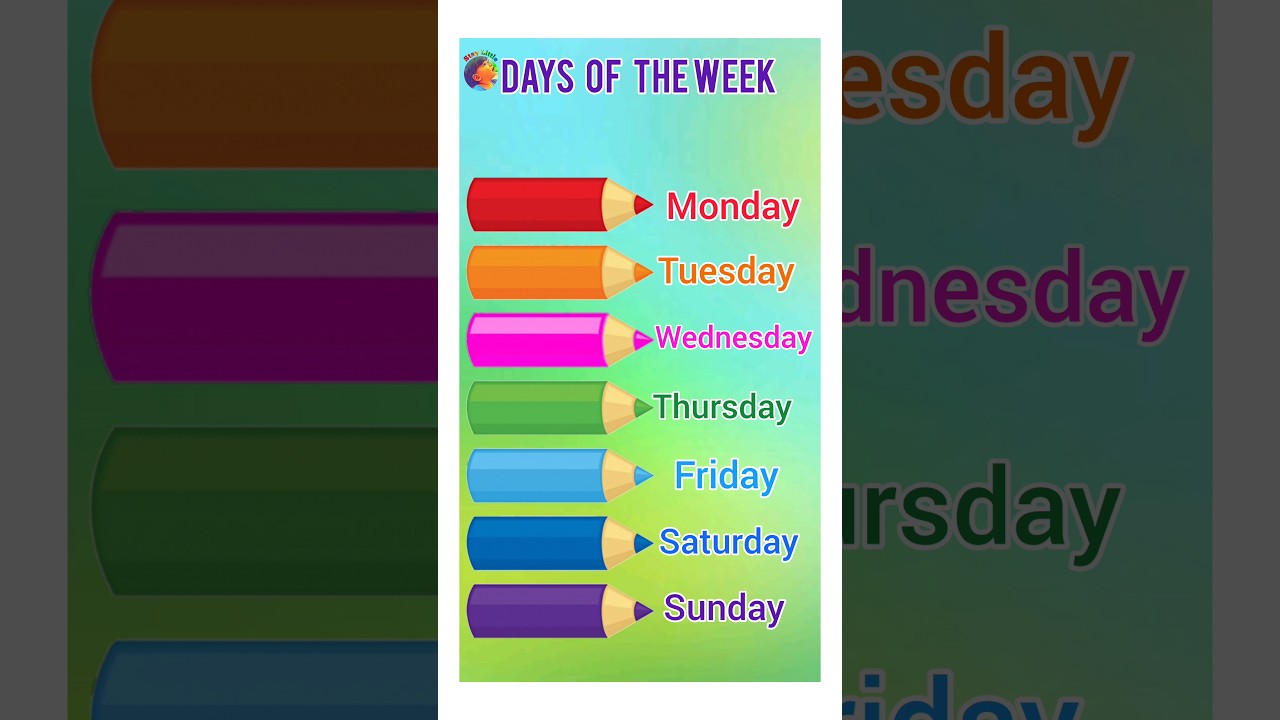 Days of the week in english ||weekdays name #preschool #kindergarten