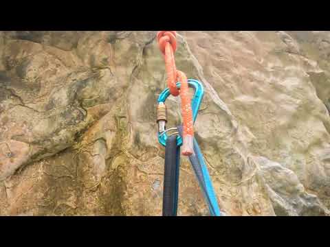 Rappelling Near Waterfall. Extreme Canyoning Cetina River, Croatia. GX010138