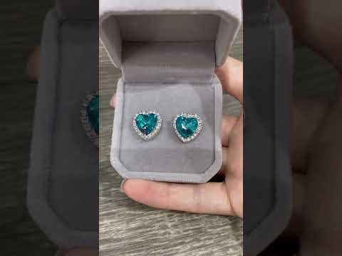 Подарок девушке серьги "Сердечки красный рубин" в серебристой оправе с цирконами В бархатной коробочке - фото 2 - id-p2829299244