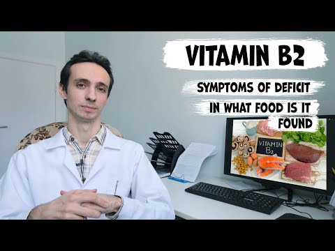 Vitamin B2 (riboflavin): symptoms of deficiency and which food is rich in it.