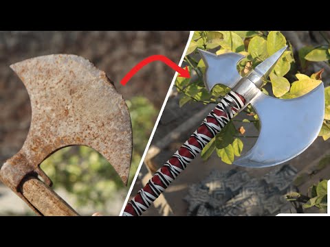 Restoration of an old AXE into a Viking War Axe | antique and rusty | Davids Profession