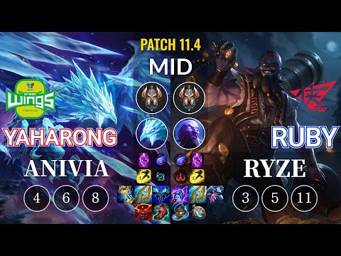 JAG Yaharong Anivia vs RW Ruby Ryze Mid - KR Patch 11.4