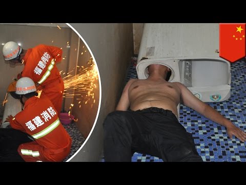 Washing machine fail: Chinese man gets head stuck in washing machine trying to fix it - TomoNews