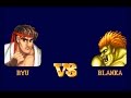 Street Fighter II SNES Ryu Vs Blanka Hardest Setting