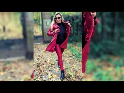 Roter Ledermantel - Leder-Trenchcoat mit roten Leder Leggings #leatheroutfits #leathercoat #leder