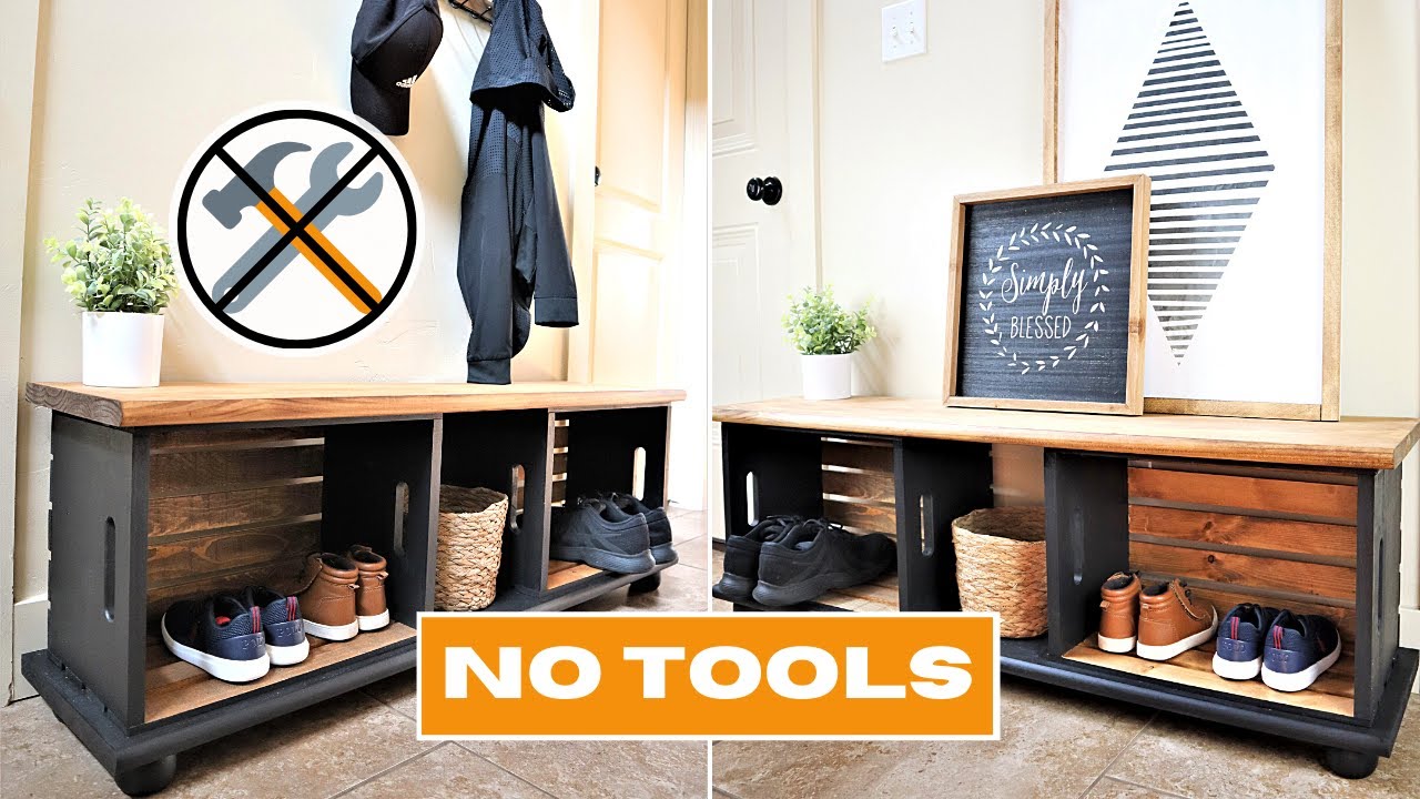 Watch video EASY DIY Entryway Bench (No Tools Needed!) Now EASY DIY Entryway Bench (No Tools Needed!)