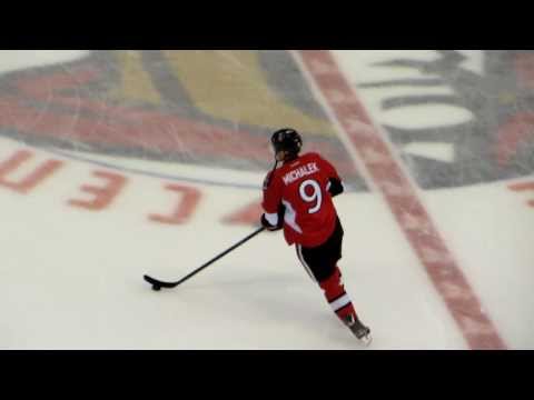 Milan Michálek during pre-game warm-up at the Islanders @ Senators hockey game