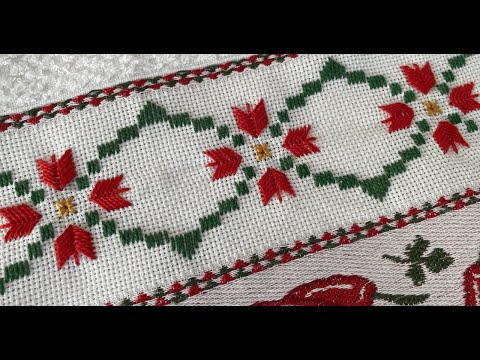 #148 Christmas Straight Stitch | Dish Towel - Christmas Embroidery Journey #christmasdecorations ...