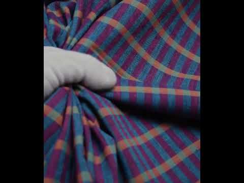 CHECK PINK & TEAL PURE COTTON 92 GSM HANDWOVEN FABRIC