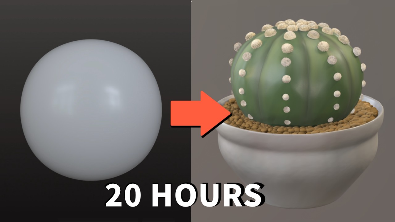 From Sphere to Hyper-Realistic Cactus | 20h Nomad Sculpt Timelapse