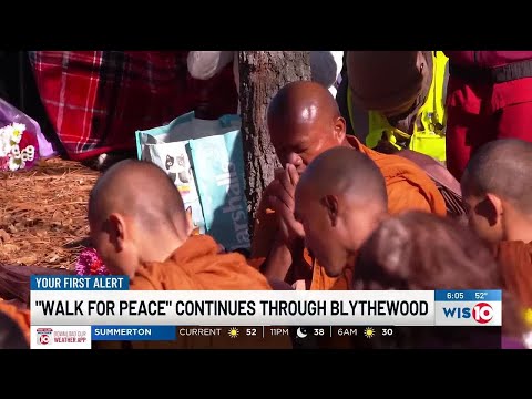 Buddhist monks continue peace walk through Blythewood