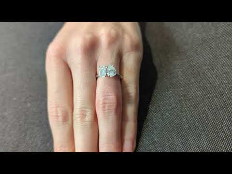 1.0 Carat Double Stone Engagement Ring Pear Cut and Emerald Cut Moissanite Two Stone Wedding Ring