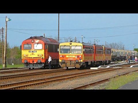 Személyvonat és Expressz találkozása Tiszafüred állomáson 4K