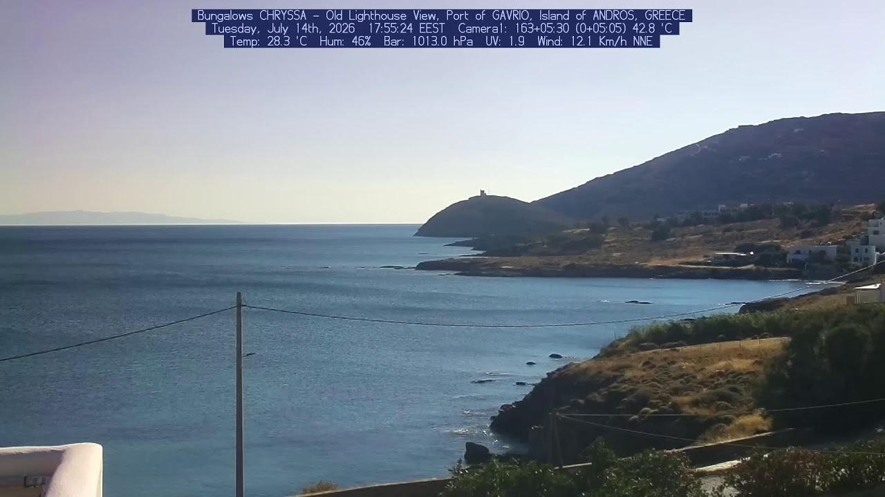 Live webcam view of Gavrio Port & Lighthouse View