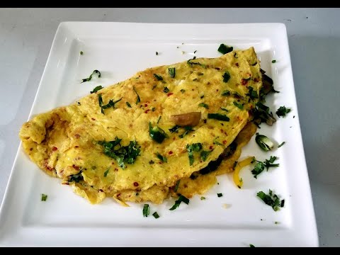 Cheesy Spinach Omelette Recipe/ Mushroom & spinach Omelette Recipe