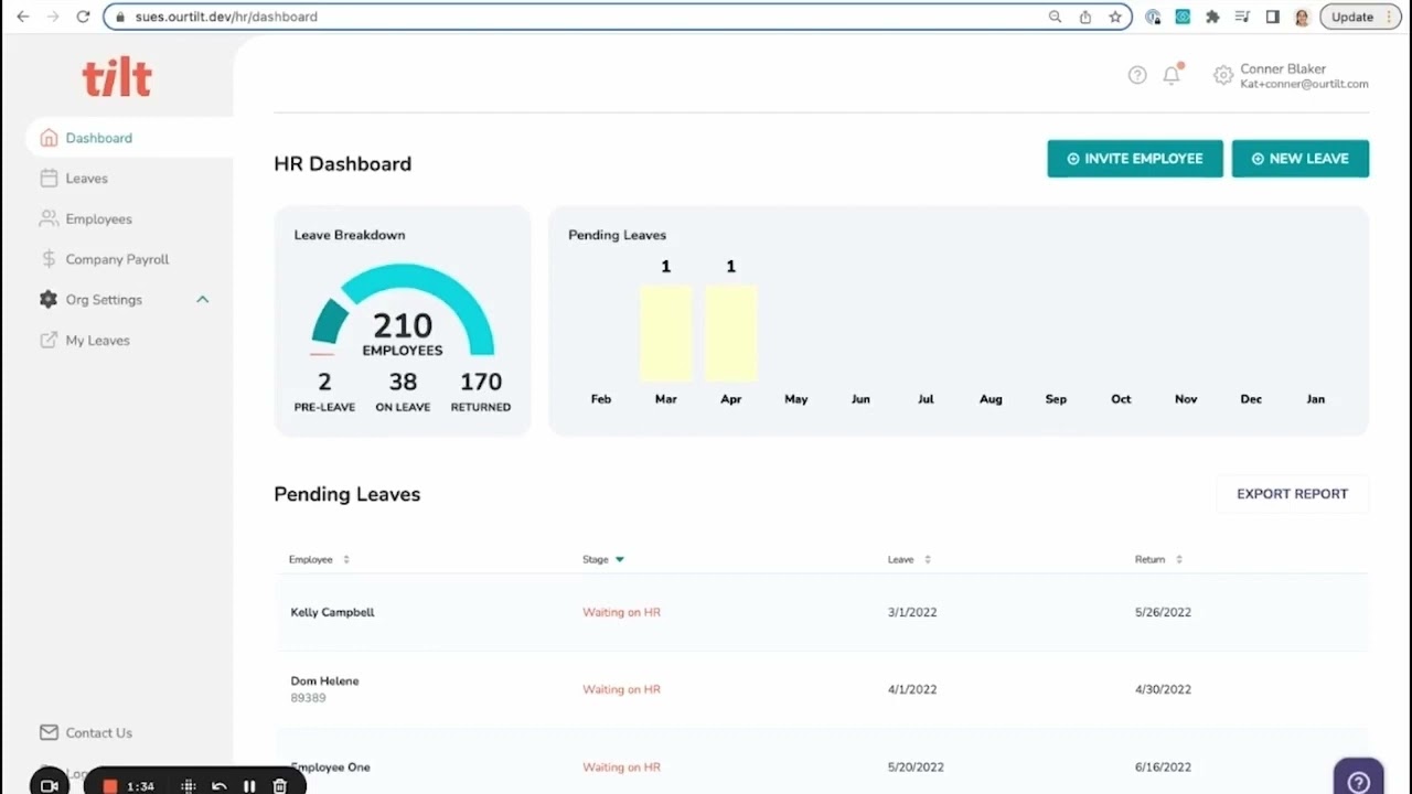 Tilt Leave Management - FMLA Usage Tracking & Report