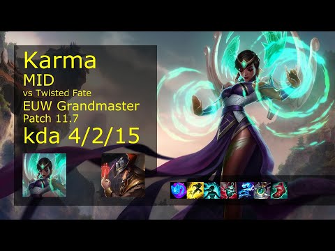 Karma Mid vs Twisted Fate - EUW Grandmaster 4/2/15 Patch 11.7 Gameplay