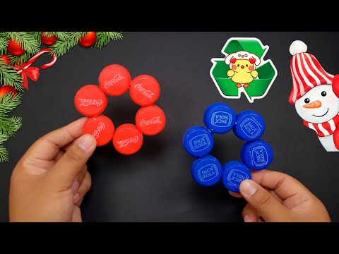 ¡Hago esto y los vendí todos! Increíble idea de reciclaje tapas de botella de plástico - Navidad