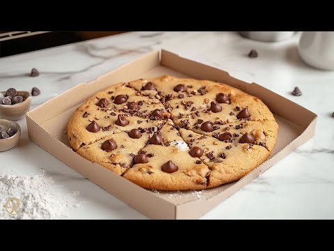 Cookie pizza with praline and caramelized hazelnuts