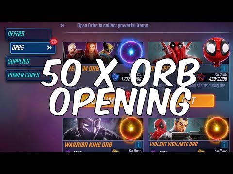 Marvel Strike Force - 50 x ORB OPENING! 5 x PREMIUM ORB, 18 x BASIC ORB + MORE!