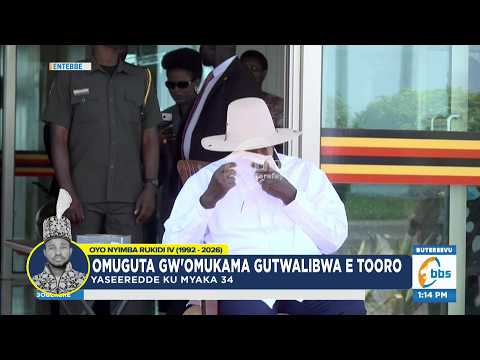 Pulezidenti Museveni embeera emususseeko ng'akwasibwa Omuguta gw'Omukama Oyo ku Kisaawe Entebbe