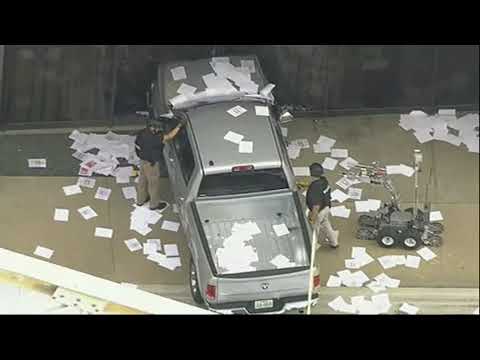 Police detained a "ranting" man accused of crashing a pickup truck into a Fox affiliate television station building Wednesday morning in downtown Dallas during a live newscast. (Sept. 5)
