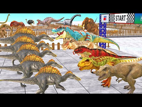 Dino Racing x5 T-Rex Dinosaur VS x5 Spinosaurus Dinosaur Death Run Animal Revolt Battle Simulator