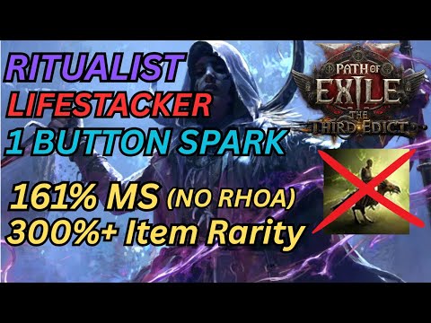[PoE2 0.3] Lifestacker Ritualist Spark 161% MS 300% Rarity - ENDGAME Build Showcase