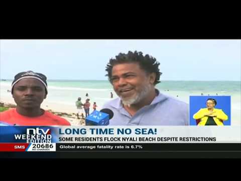 "Ocean water is a sanitizer", claims Mombasa man as residents throng Nyali beach