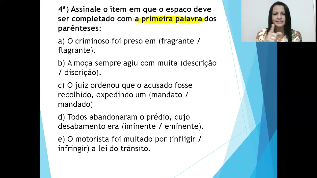 Aula 13 - RESOLUÇÃO DE QUESTÕES  PARÔNIMAS E HOMÔNIMAS GRAMÁTICA