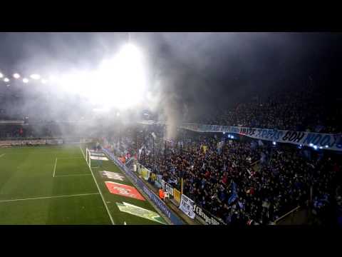 Sfeer voor de aftrap Club Brugge - AA Gent 03/02/2016