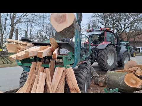1m dicke Buche spalten - Bequem aus der Schlepperkabine - SpaltFast Lift von BaSt-Ing