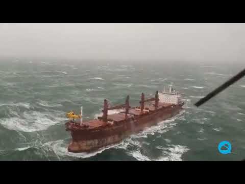 A cargo ship and an oil tanker collide off the coast of the Netherlands due to storm Corrie