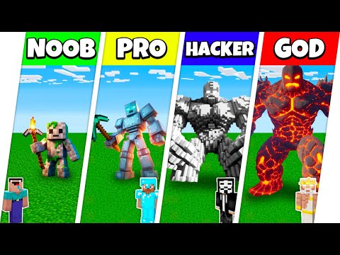 INSIDE GOLEM HOUSE BASE BUILD CHALLENGE - Minecraft Battle NOOB vs PRO vs HACKER vs GOD / Animation