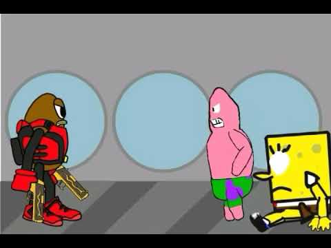 drawing cartoons 2 killer bean vs Spongebob team