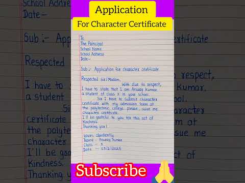 Application for Character Certificate in english/#application #shorts #viralshorts