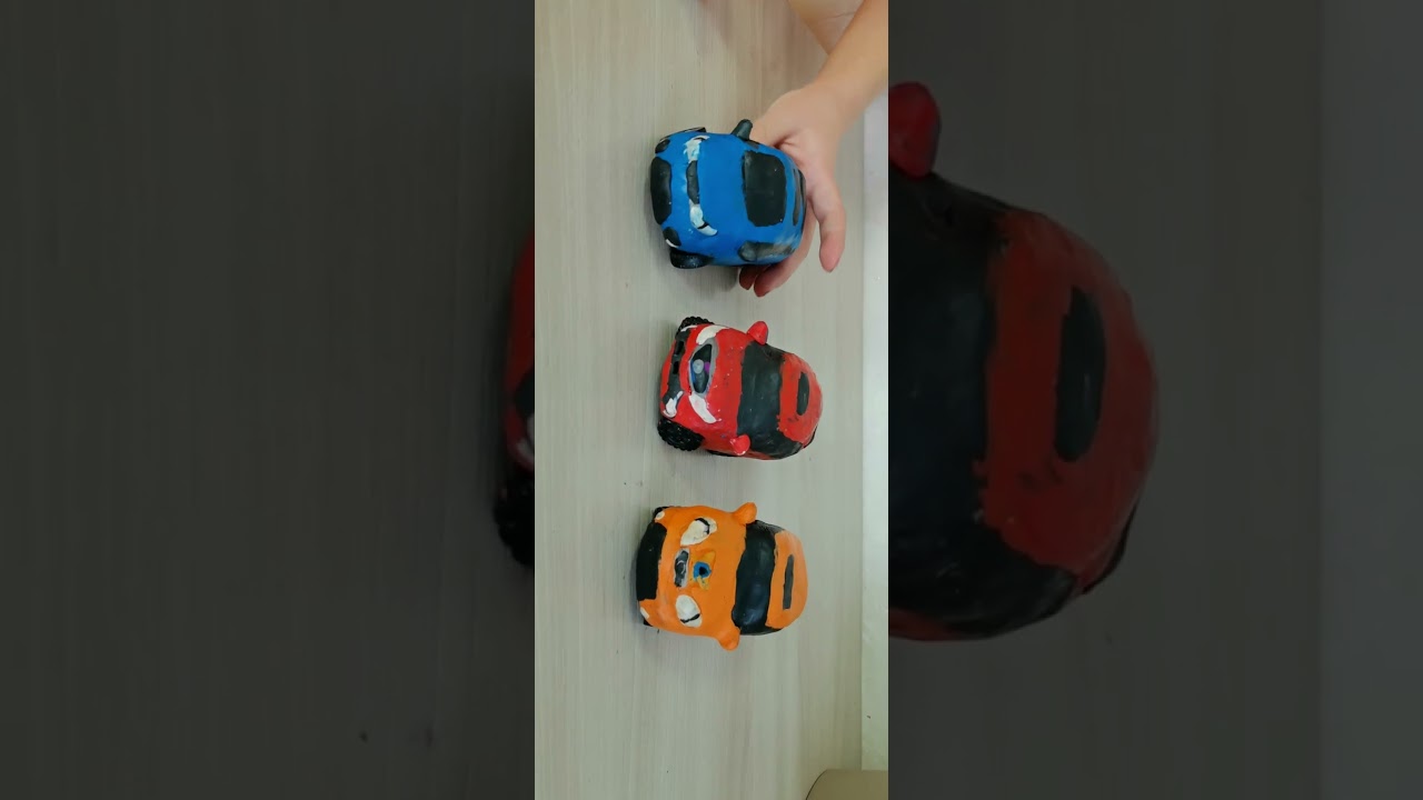 Машины Тоботы из пластилина 