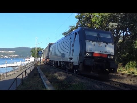 Morgendlicher Zugverkehr in Rüdesheim mit BLS Cargo, Crossrail, RTB Cargo, Ruhrtalbahn uvm.