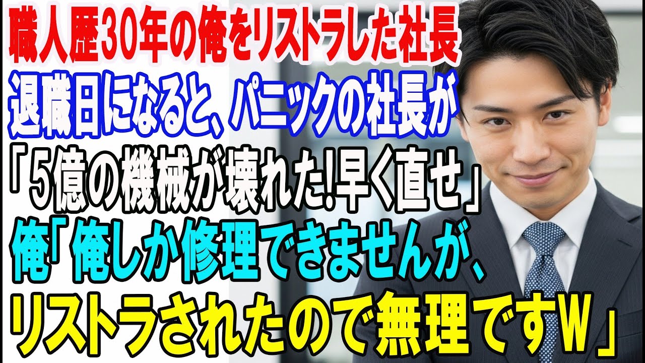 【朗読スカッと人気動画まとめ】職人歴30年の俺を見下しリストラした2代目社長→退職日に、2代目社長?