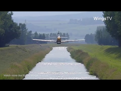 Breitling Fighters P-51 Mustang flies LOW down a canal!!