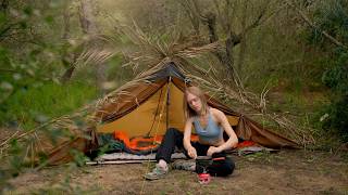 SOLO Camping, Crystal Water Swimming & Handmade Torch Fun! ASMR