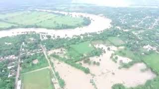 Con apoyo de un Dron se sobrevuela Tempoal para verificar zonas inundadas