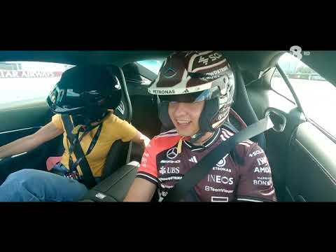 Andrea Kimi Antonelli e Mara Sangiorgio fanno un giro sul circuito di Miami (2025)