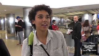 Alexandra Shipp talks about the openly gay character in the new Power Rangers movie while arriving a