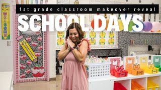1st grade classroom makeover reveal - School Days theme from Schoolgirl Style