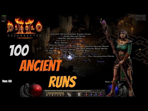 100 Ancient Tunnel Runs on Budget Sorc - Diablo 2 Resurrected - Loot Highlights